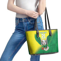 Nigeria Cricket Custom Leather Tote Bag Najeriya Angry Eagle Flag Motif - Wonder Print Shop