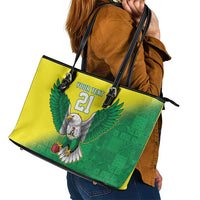 Nigeria Cricket Custom Leather Tote Bag Najeriya Angry Eagle Flag Motif - Wonder Print Shop