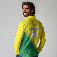 Nigeria Cricket Custom Long Sleeve Polo Shirt Najeriya Angry Eagle Flag Motif - Wonder Print Shop