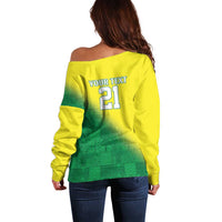 Nigeria Cricket Custom Off Shoulder Sweater Najeriya Angry Eagle Flag Motif - Wonder Print Shop