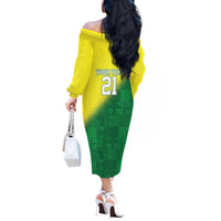 Nigeria Cricket Custom Off The Shoulder Long Sleeve Dress Najeriya Angry Eagle Flag Motif - Wonder Print Shop