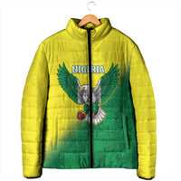 Nigeria Cricket Custom Padded Jacket Najeriya Angry Eagle Flag Motif - Wonder Print Shop