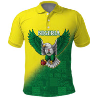 Nigeria Cricket Custom Polo Shirt Najeriya Angry Eagle Flag Motif - Wonder Print Shop