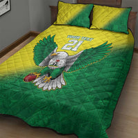 Nigeria Cricket Custom Quilt Bed Set Najeriya Angry Eagle Flag Motif - Wonder Print Shop