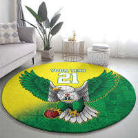 Nigeria Cricket Custom Round Carpet Najeriya Angry Eagle Flag Motif - Wonder Print Shop