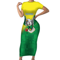 Nigeria Cricket Custom Short Sleeve Bodycon Dress Najeriya Angry Eagle Flag Motif - Wonder Print Shop