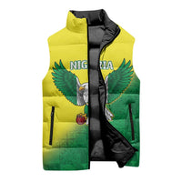 Nigeria Cricket Custom Sleeveless Puffer Jacket Najeriya Angry Eagle Flag Motif - Wonder Print Shop