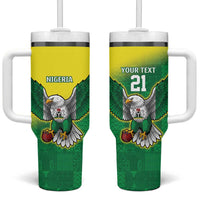 Nigeria Cricket Custom Tumbler With Handle Najeriya Angry Eagle Flag Motif - Wonder Print Shop