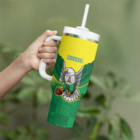 Nigeria Cricket Custom Tumbler With Handle Najeriya Angry Eagle Flag Motif - Wonder Print Shop