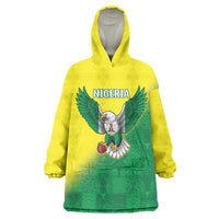 Nigeria Cricket Custom Wearable Blanket Hoodie Najeriya Angry Eagle Flag Motif - Wonder Print Shop