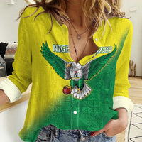 Nigeria Cricket Custom Women Casual Shirt Najeriya Angry Eagle Flag Motif - Wonder Print Shop