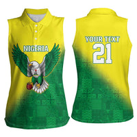 Nigeria Cricket Custom Women Sleeveless Polo Shirt Najeriya Angry Eagle Flag Motif - Wonder Print Shop