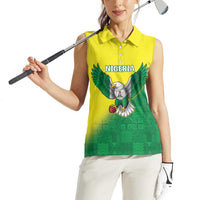 Nigeria Cricket Custom Women Sleeveless Polo Shirt Najeriya Angry Eagle Flag Motif - Wonder Print Shop
