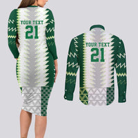 Nigeria Football Custom Couples Matching Long Sleeve Bodycon Dress and Long Sleeve Button Shirt Classic 20-21 Home Jersey - Wonder Print Shop