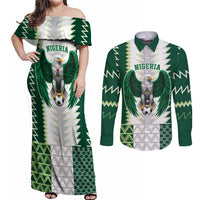 Nigeria Football Custom Couples Matching Off Shoulder Maxi Dress and Long Sleeve Button Shirt Classic 20-21 Home Jersey - Wonder Print Shop