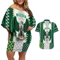 Nigeria Football Custom Couples Matching Off Shoulder Short Dress and Hawaiian Shirt Classic 20-21 Home Jersey - Wonder Print Shop