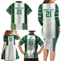 Nigeria Football Custom Family Matching Long Sleeve Bodycon Dress and Hawaiian Shirt Classic 20-21 Home Jersey - Wonder Print Shop