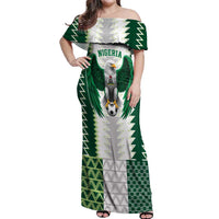 Nigeria Football Custom Off Shoulder Maxi Dress Classic 20-21 Home Jersey - Wonder Print Shop