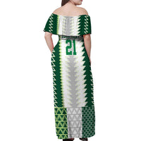 Nigeria Football Custom Off Shoulder Maxi Dress Classic 20-21 Home Jersey - Wonder Print Shop