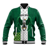 Nigeria Football Custom Baseball Jacket Retro Nigeria 20-21 Eagle Flag Motif - Wonder Print Shop
