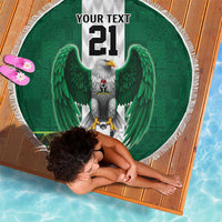 Nigeria Football Custom Beach Blanket Retro Nigeria 20-21 Eagle Flag Motif - Wonder Print Shop
