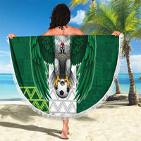 Nigeria Football Custom Beach Blanket Retro Nigeria 20-21 Eagle Flag Motif - Wonder Print Shop