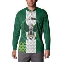 Nigeria Football Custom Button Sweatshirt Retro Nigeria 20-21 Eagle Flag Motif - Wonder Print Shop