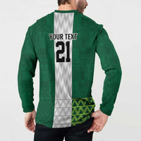 Nigeria Football Custom Button Sweatshirt Retro Nigeria 20-21 Eagle Flag Motif - Wonder Print Shop