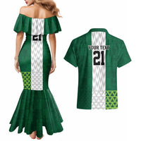 Nigeria Football Custom Couples Matching Mermaid Dress and Hawaiian Shirt Retro Nigeria 20-21 Eagle Flag Motif - Wonder Print Shop