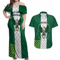 Nigeria Football Custom Couples Matching Off Shoulder Maxi Dress and Hawaiian Shirt Retro Nigeria 20-21 Eagle Flag Motif - Wonder Print Shop