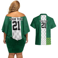 Nigeria Football Custom Couples Matching Off Shoulder Short Dress and Hawaiian Shirt Retro Nigeria 20-21 Eagle Flag Motif - Wonder Print Shop