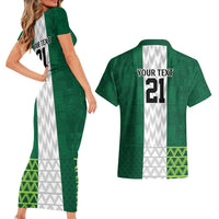 Nigeria Football Custom Couples Matching Short Sleeve Bodycon Dress and Hawaiian Shirt Retro Nigeria 20-21 Eagle Flag Motif - Wonder Print Shop