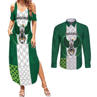 Nigeria Football Custom Couples Matching Summer Maxi Dress and Long Sleeve Button Shirt Retro Nigeria 20-21 Eagle Flag Motif - Wonder Print Shop
