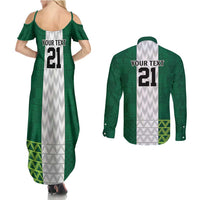 Nigeria Football Custom Couples Matching Summer Maxi Dress and Long Sleeve Button Shirt Retro Nigeria 20-21 Eagle Flag Motif - Wonder Print Shop