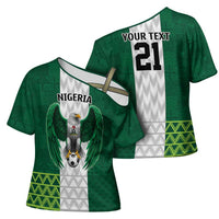 Nigeria Football Custom Cross Shoulder Shirt Retro Nigeria 20-21 Eagle Flag Motif - Wonder Print Shop