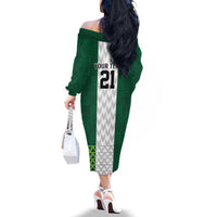 Nigeria Football Custom Family Matching Off The Shoulder Long Sleeve Dress and Hawaiian Shirt Retro Nigeria 20-21 Eagle Flag Motif - Wonder Print Shop