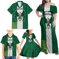 Nigeria Football Custom Family Matching Off Shoulder Maxi Dress and Hawaiian Shirt Retro Nigeria 20-21 Eagle Flag Motif - Wonder Print Shop