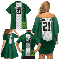 Nigeria Football Custom Family Matching Off Shoulder Short Dress and Hawaiian Shirt Retro Nigeria 20-21 Eagle Flag Motif - Wonder Print Shop