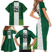 Nigeria Football Custom Family Matching Short Sleeve Bodycon Dress and Hawaiian Shirt Retro Nigeria 20-21 Eagle Flag Motif - Wonder Print Shop