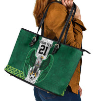 Nigeria Football Custom Leather Tote Bag Retro Nigeria 20-21 Eagle Flag Motif - Wonder Print Shop