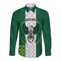 Nigeria Football Custom Long Sleeve Button Shirt Retro Nigeria 20-21 Eagle Flag Motif - Wonder Print Shop