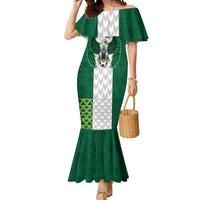 Nigeria Football Custom Mermaid Dress Retro Nigeria 20-21 Eagle Flag Motif - Wonder Print Shop
