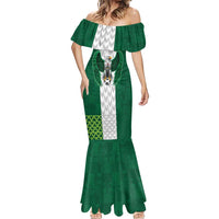 Nigeria Football Custom Mermaid Dress Retro Nigeria 20-21 Eagle Flag Motif - Wonder Print Shop