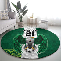 Nigeria Football Custom Round Carpet Retro Nigeria 20-21 Eagle Flag Motif - Wonder Print Shop