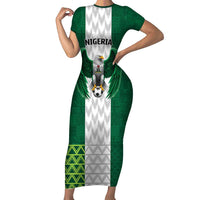 Nigeria Football Custom Short Sleeve Bodycon Dress Retro Nigeria 20-21 Eagle Flag Motif - Wonder Print Shop