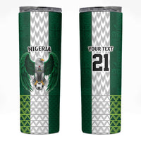 Nigeria Football Custom Skinny Tumbler Retro Nigeria 20-21 Eagle Flag Motif - Wonder Print Shop