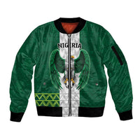 Nigeria Football Custom Sleeve Zip Bomber Jacket Retro Nigeria 20-21 Eagle Flag Motif - Wonder Print Shop