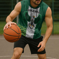 Nigeria Football Custom Sleeveless Hoodie Retro Nigeria 20-21 Eagle Flag Motif - Wonder Print Shop
