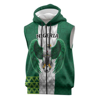 Nigeria Football Custom Sleeveless Zip Hoodie Retro Nigeria 20-21 Eagle Flag Motif - Wonder Print Shop