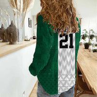 Nigeria Football Custom Women Casual Shirt Retro Nigeria 20-21 Eagle Flag Motif - Wonder Print Shop
